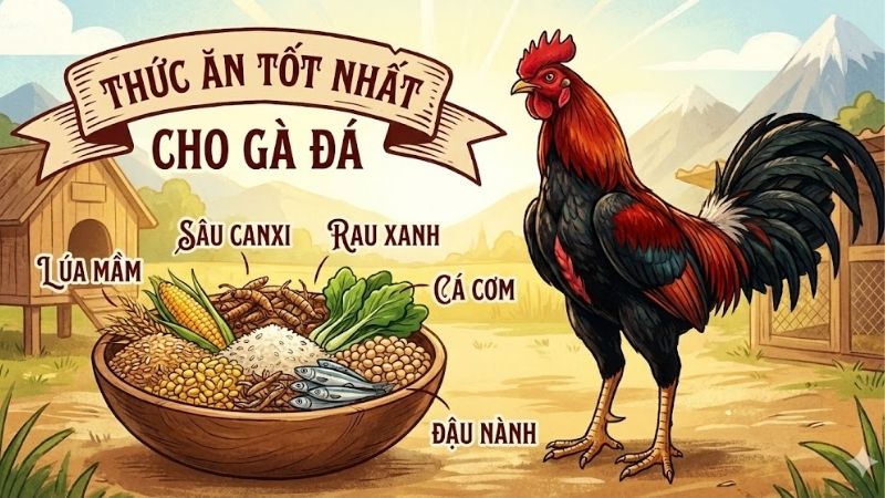 Thức ăn tốt nhất cho gà đá – Chế độ dinh dưỡng giúp chiến kê mạnh mẽ 3 thuc-an-tot-nhat-cho-ga-da